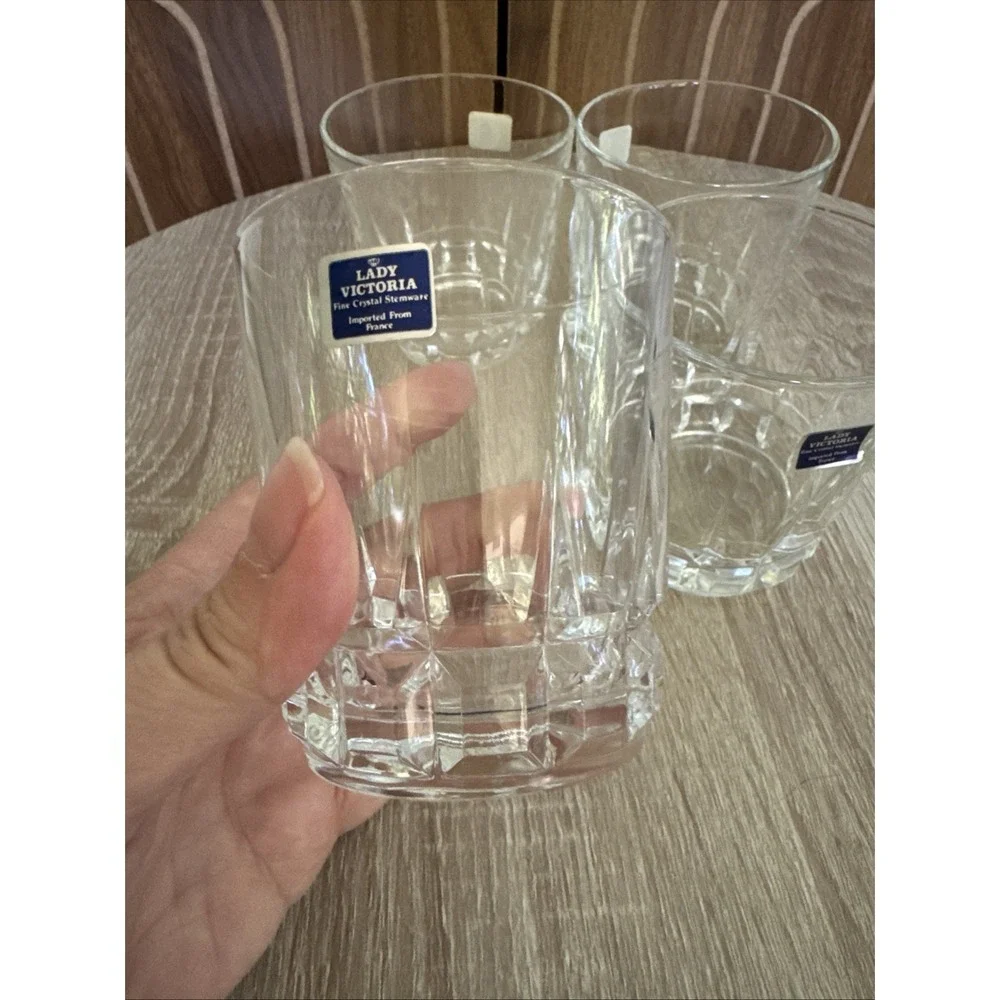 4 Lady Victoria Fine Crystal Stemware On the Rocks Glasses 10oz Chantelle No Box